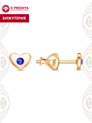 Серьги бижутерия, покрытие - золочение, вставка - стекло ювелирное preciosa