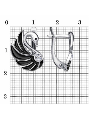 Серьги бижутерия, покрытие - платинирование, отделка - эмаль, вставка - стекло ювелирное preciosa