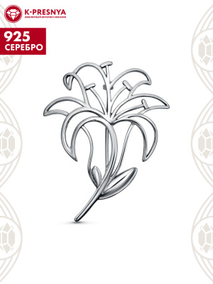 Брошь серебро 925 пробы, покрытие - оксидирование, без вставок