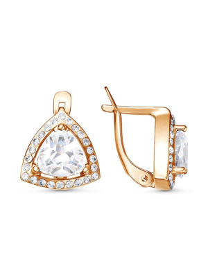 Серьги бижутерия, покрытие - золочение, вставка - стекло ювелирное preciosa, фианит (недрагоценный камень)