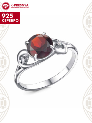 Кольцо серебро 925 пробы, покрытие - родирование, вставка - фианит (недрагоценный камень)