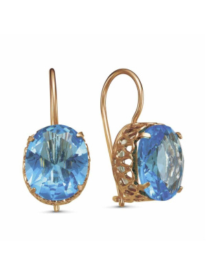 Серьги бижутерия, покрытие - золочение, вставка - стекло ювелирное