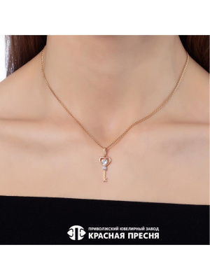 Подвеска серебро 925 пробы, покрытие - золочение, вставка - фианит (недрагоценный камень)