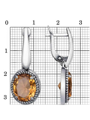 Серьги серебро 925 пробы, покрытие - оксидирование, вставка - искусственный султанит
