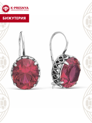 Серьги бижутерия, покрытие - серебрение с оксидированием, вставка - стекло ювелирное