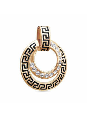 Подвеска бижутерия, покрытие - золочение, отделка - эмаль, вставка - стекло ювелирное preciosa