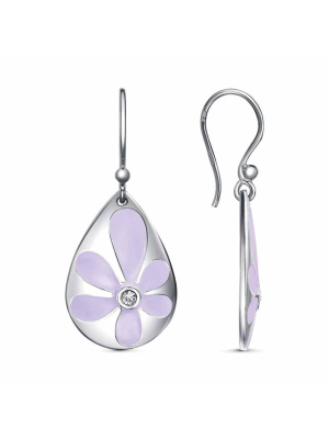 Серьги бижутерия, покрытие - платинирование, отделка - эмаль, вставка - стекло ювелирное preciosa