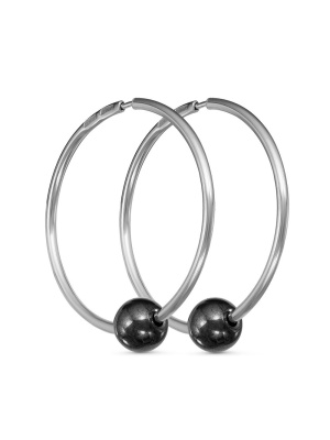 Серьги бижутерия, покрытие - серебрение, вставка - гематит