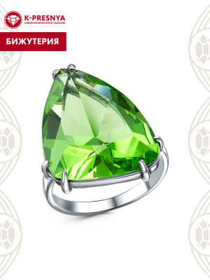 Кольцо бижутерия, покрытие - серебрение с оксидированием, вставка - стекло ювелирное собственной огранки