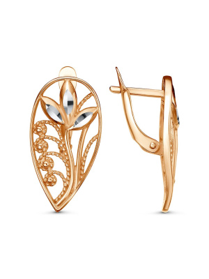 Серьги бижутерия, покрытие - золочение, отделка - алмазная грань, без вставок