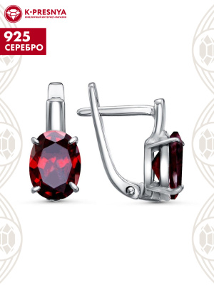 Серьги серебро 925 пробы, покрытие - платинирование, вставка - фианит (недрагоценный камень)