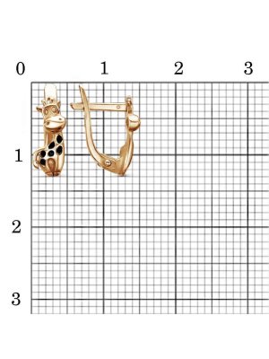 Серьги серебро 925 пробы, покрытие - золочение, отделка - эмаль, без вставок