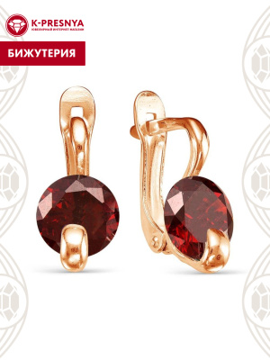 Серьги бижутерия, покрытие - золочение, вставка - фианит (недрагоценный камень)