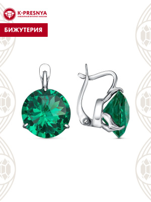 Серьги бижутерия, покрытие - серебрение, вставка - стекло ювелирное собственной огранки