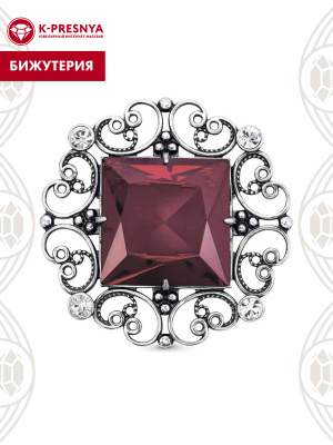 Брошь бижутерия, покрытие - серебрение с оксидированием