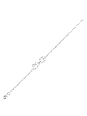 Браслет серебро 925 пробы, покрытие - родирование, вставка - фианит (недрагоценный камень)