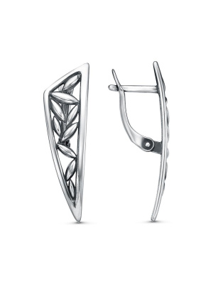 Серьги серебро 925 пробы, покрытие - оксидирование, без вставок