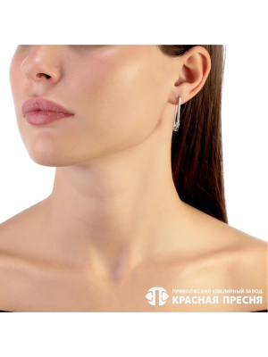 Серьги серебро 925 пробы, покрытие - родирование, без вставок