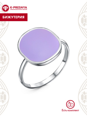 Кольцо бижутерия, покрытие - платинирование, отделка - эмаль, без вставок