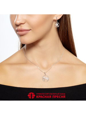 Серьги серебро 925 пробы, покрытие - платинирование, вставка - фианит (недрагоценный камень)