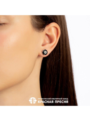 Серьги серебро 925 пробы, покрытие - золочение, вставка - фианит (недрагоценный камень)