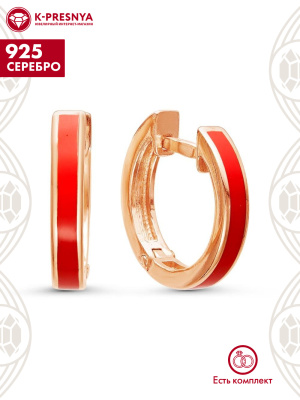 Серьги серебро 925 пробы, покрытие - золочение, отделка - эмаль, без вставок
