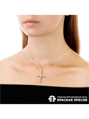 Подвеска серебро 925 пробы, покрытие - оксидирование, выборочное золочение, без вставок