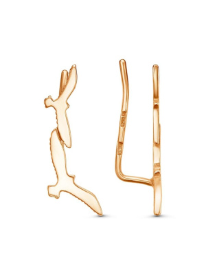 Серьги серебро 925 пробы, покрытие - золочение, без вставок