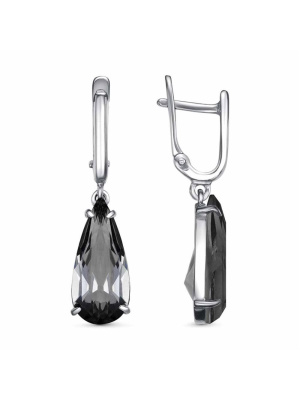 Серьги серебро 925 пробы, покрытие - платинирование, вставка - стекло ювелирное собственной огранки