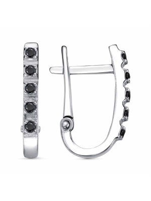 Серьги бижутерия, покрытие - платинирование, вставка - фианит (недрагоценный камень)