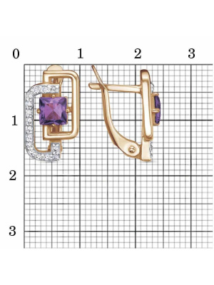 Серьги серебро 925 пробы, покрытие - золочение, выборочное родирование