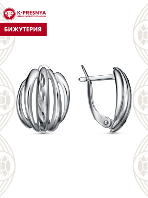 Серьги бижутерия, покрытие - серебрение с оксидированием, отделка - алмазная грань, без вставок