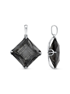 Подвеска серебро 925 пробы, покрытие - оксидирование, вставка - дымчатый кварц (искусственный)