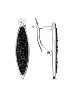 Серьги серебро 925 пробы, покрытие - родирование, вставка - стекло ювелирное preciosa