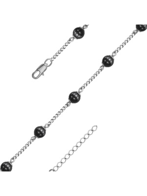 Браслет бижутерия, покрытие - серебрение, вставка - гематит
