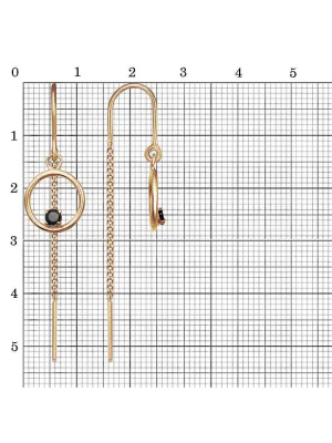 Серьги бижутерия, покрытие - золочение, вставка - фианит (недрагоценный камень)