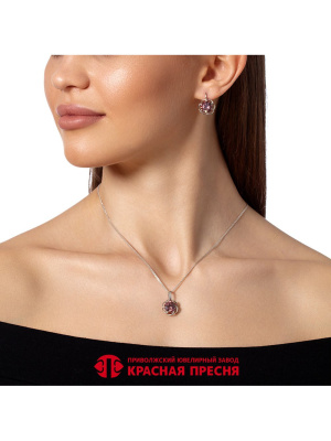 Серьги серебро 925 пробы, покрытие - платинирование, вставка - фианит (недрагоценный камень)