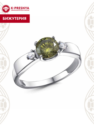 Кольцо бижутерия, покрытие - платинирование, вставка - фианит (недрагоценный камень)