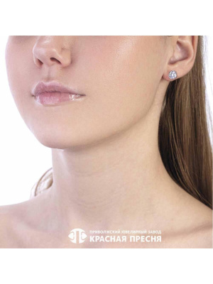 Серьги серебро 925 пробы, без покрытия, вставка - фианит (недрагоценный камень)