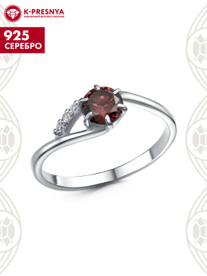 Кольцо серебро 925 пробы, покрытие - платинирование, вставка - фианит (недрагоценный камень)