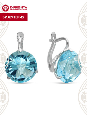 Серьги бижутерия, покрытие - серебрение, вставка - стекло ювелирное собственной огранки