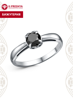 Кольцо бижутерия, покрытие - платинирование, вставка - фианит (недрагоценный камень)