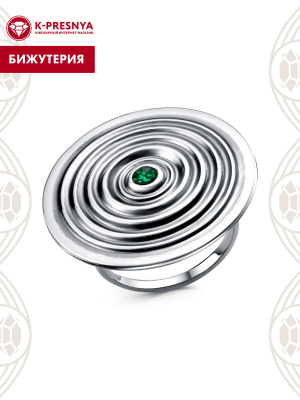 Кольцо бижутерия, покрытие - серебрение с оксидированием, вставка - стекло ювелирное preciosa