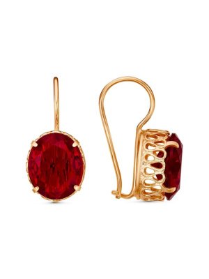 Серьги бижутерия, покрытие - золочение, вставка - стекло ювелирное