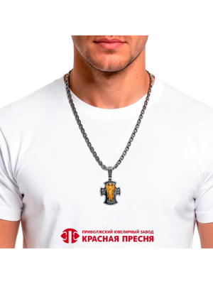 Подвеска бижутерия, покрытие - серебрение с оксидированием, выборочное золочение, без вставок