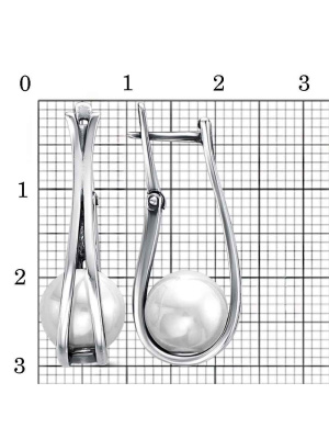 Серьги бижутерия, покрытие - серебрение с оксидированием, вставка - имитация жемчуга