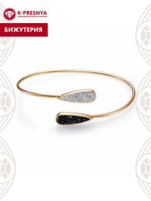 Браслет бижутерия, покрытие - золочение, вставка - стекло ювелирное preciosa