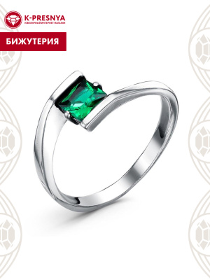 Кольцо бижутерия, покрытие - серебрение с оксидированием, вставка - искусственная шпинель