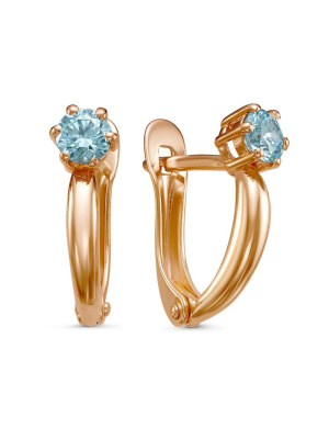 Серьги бижутерия, покрытие - золочение, вставка - фианит (недрагоценный камень)