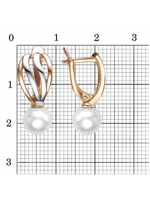 Серьги серебро 925 пробы, покрытие - золочение, выборочное родирование, вставка - имитация жемчуга